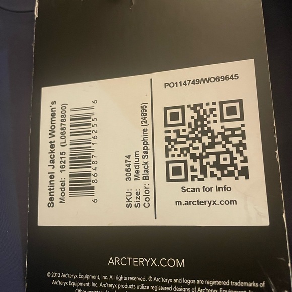 NWT Arc’teryx white line, black sapphire, Sentinel, women’s jacket - Picture 4 of 9